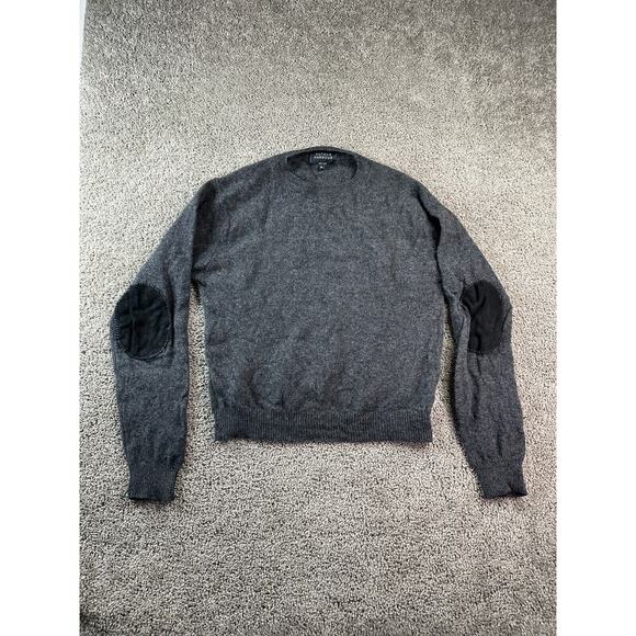 Hutson Harbour Sweater Mens XL Gray Lambswool Elbow Patch Pullover FLAW - Picture 1 of 12